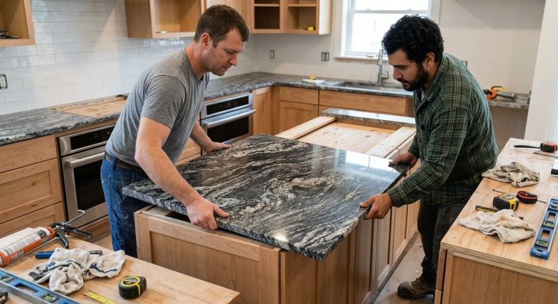 Granite Slab Installation in Roseville, CA